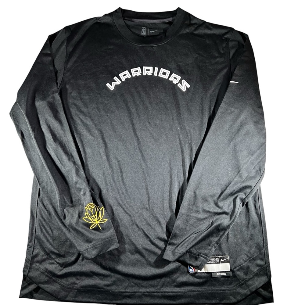 Golden State Warriors Nike NBA Authentics Long Sleeve Shirt Black Mens Large New